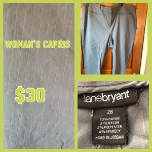 Lane Bryant Size 26 Grey pinstripes capris.